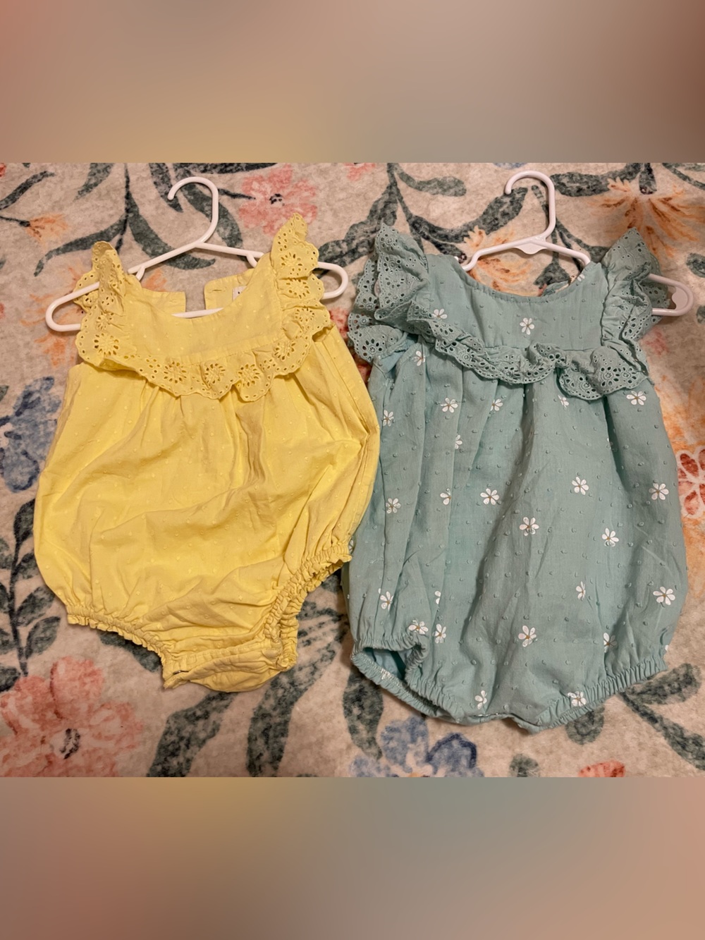 GAP Baby Eyelet Ruffle Rompers in Yellow and Sage